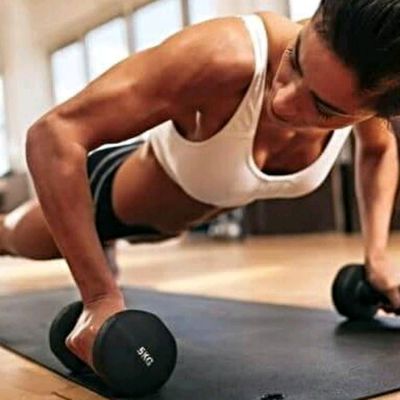 Dumbbell push-up pull-through